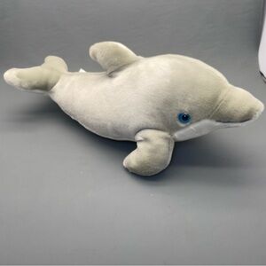 Sea World Gray Dolphin Black Blue Eyes 20" Plush Stuffed Animal